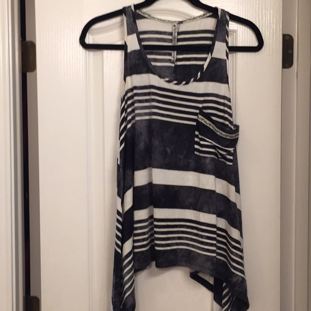 Black and white striped tank